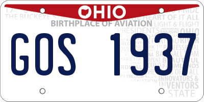 OH license plate GOS1937