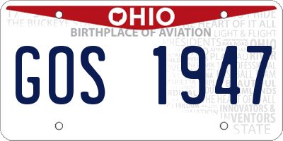 OH license plate GOS1947