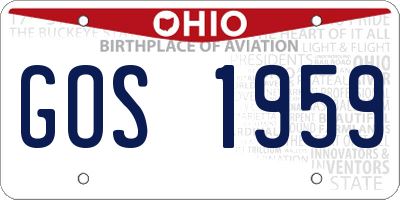 OH license plate GOS1959