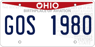 OH license plate GOS1980