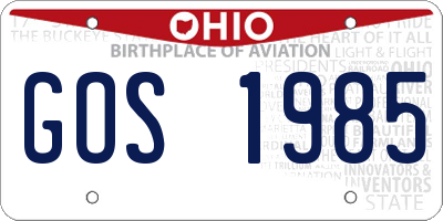 OH license plate GOS1985