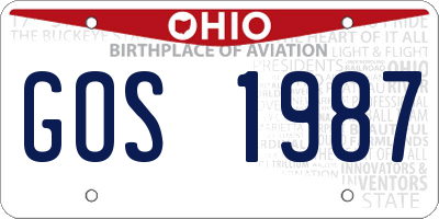 OH license plate GOS1987