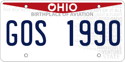 OH license plate GOS1990
