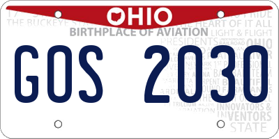 OH license plate GOS2030