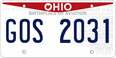 OH license plate GOS2031