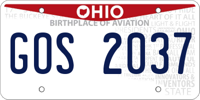 OH license plate GOS2037