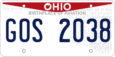 OH license plate GOS2038