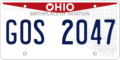 OH license plate GOS2047