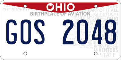 OH license plate GOS2048