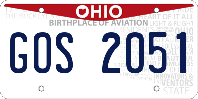 OH license plate GOS2051