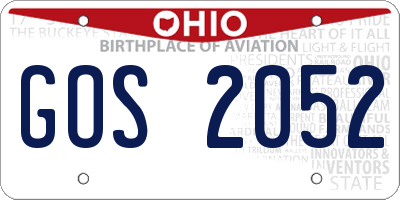 OH license plate GOS2052