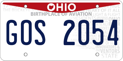 OH license plate GOS2054