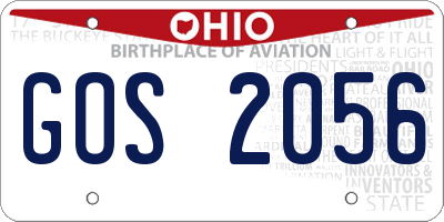 OH license plate GOS2056