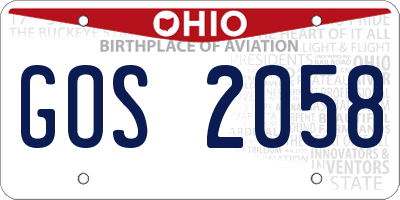 OH license plate GOS2058