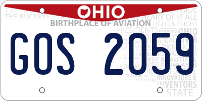 OH license plate GOS2059