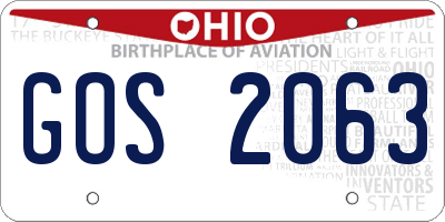 OH license plate GOS2063
