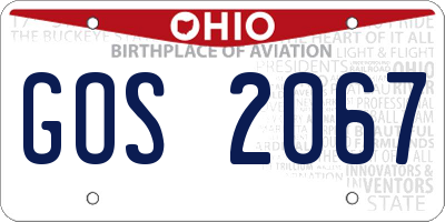 OH license plate GOS2067