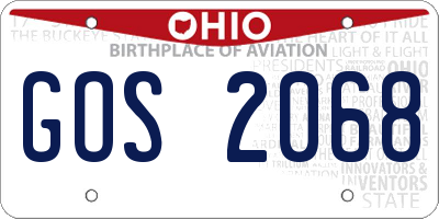 OH license plate GOS2068