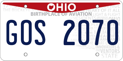 OH license plate GOS2070