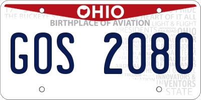 OH license plate GOS2080