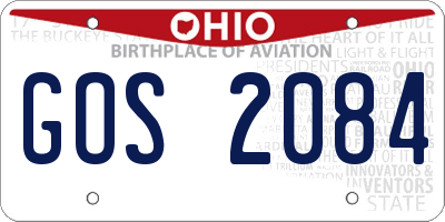 OH license plate GOS2084