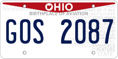 OH license plate GOS2087