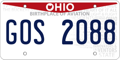 OH license plate GOS2088