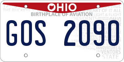 OH license plate GOS2090