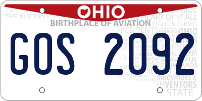 OH license plate GOS2092