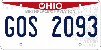 OH license plate GOS2093