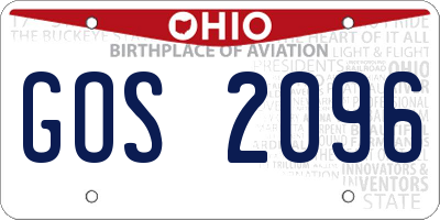 OH license plate GOS2096