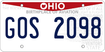 OH license plate GOS2098