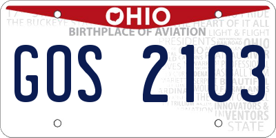 OH license plate GOS2103