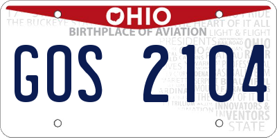 OH license plate GOS2104