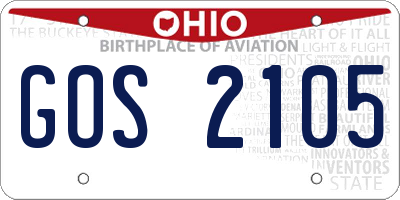 OH license plate GOS2105