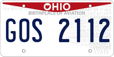 OH license plate GOS2112