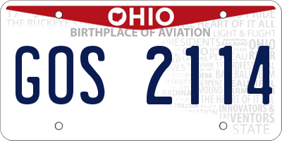 OH license plate GOS2114