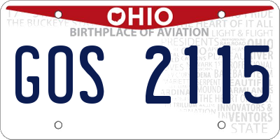 OH license plate GOS2115