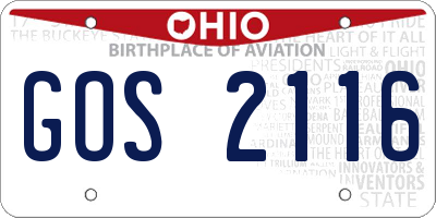 OH license plate GOS2116