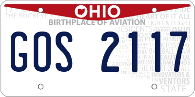 OH license plate GOS2117