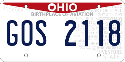 OH license plate GOS2118