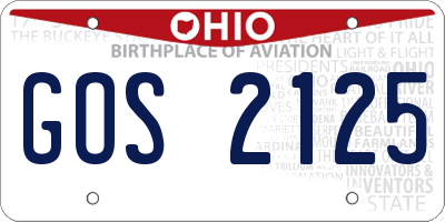 OH license plate GOS2125