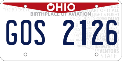 OH license plate GOS2126