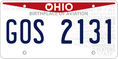 OH license plate GOS2131
