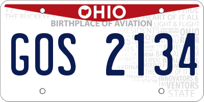 OH license plate GOS2134