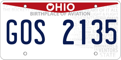OH license plate GOS2135
