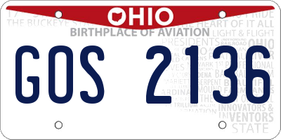 OH license plate GOS2136