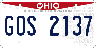 OH license plate GOS2137