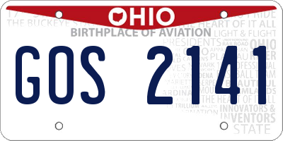 OH license plate GOS2141