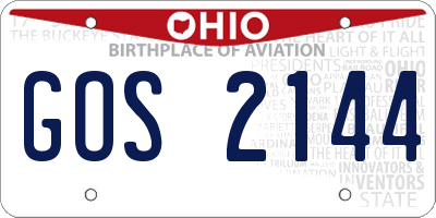 OH license plate GOS2144